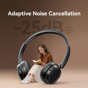 USAMS headphones SR01, ασύρματα, ANC, Φ40mm, 350mAh, μαύρα | Αξεσουάρ κινητών | elabstore.gr