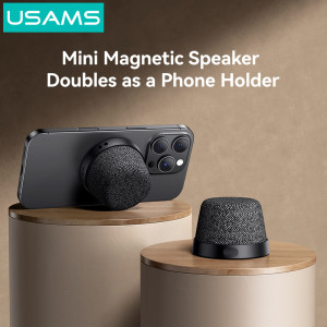 USAMS μίνι φορητό ηχείο YX016, μαγνητικό, 3W, Bluetooth, 700mAh, μαύρο | Εικόνα & Ήχος | elabstore.gr