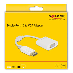 DELOCK αντάπτορας DisplayPort σε VGA 61007, Full HD, passive, λευκός | Καλώδια - Αντάπτορες | elabstore.gr