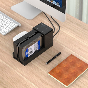 ORICO docking station για 2.5" ή 3.5" SATA HDD/SSD 6528US3-C, 2 θέσεων, 5Gbps, clone function, μαύρο | Συνοδευτικά PC | elabstore.gr