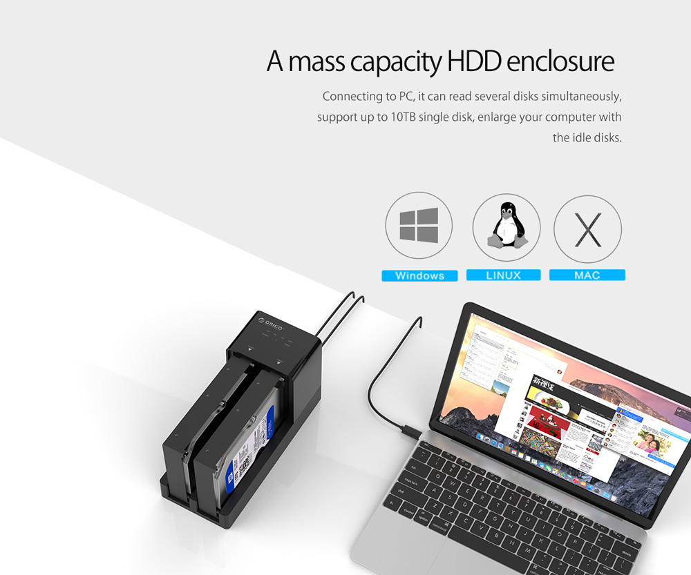 ORICO docking station για 2.5" ή 3.5" SATA HDD/SSD 6528US3-C, 2 θέσεων, 5Gbps, clone function, μαύρο | eLabstore.gr ORICO docking station για 2.5" ή 3.5" SATA HDD/SSD 6528US3-C, 2 θέσεων, 5Gbps, clone function, μαύρο - Image 6