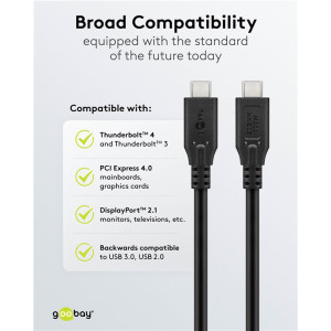 GOOBAY καλώδιο USB-C 74198, USB4, 100W, 20Gbps, 4K/60Hz, 3m, μαύρο | Καλώδια - Αντάπτορες | elabstore.gr