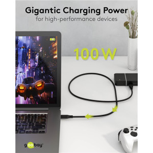 GOOBAY καλώδιο USB-C 74198, USB4, 100W, 20Gbps, 4K/60Hz, 3m, μαύρο | Καλώδια - Αντάπτορες | elabstore.gr
