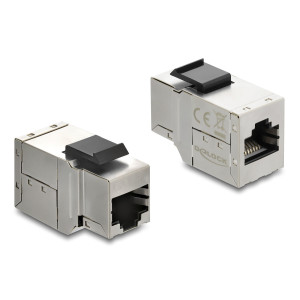DELOCK Keystone module RJ45 90835, θηλυκό σε θηλυκό, Cat 6A STP, ασημί | Εξοπλισμός IT | elabstore.gr
