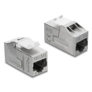 DELOCK Keystone module RJ45 91122, θηλυκό σε θηλυκό, Cat 6A STP, ασημί | Εξοπλισμός IT | elabstore.gr