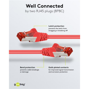 GOOBAY καλώδιο δικτύου 93214, CAT 6 S/FTP, copper, 250MHz, 0.25m, κόκκινο | Καλώδια - Αντάπτορες | elabstore.gr