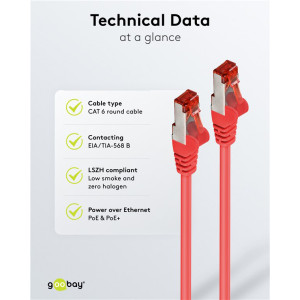 GOOBAY καλώδιο δικτύου 93214, CAT 6 S/FTP, copper, 250MHz, 0.25m, κόκκινο | eLabstore.gr