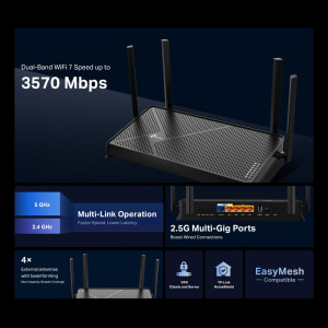 TP-LINK router Archer BE230, WiFi 7, 3600Mbps BE3600, Dual Band, V2.0 | Δικτυακά | elabstore.gr