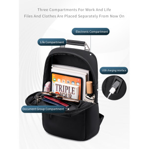 ARCTIC HUNTER τσάντα πλάτης B00915 με θήκη laptop 15.6", USB, 20L, μαύρη | Προσωπική Φροντίδα | elabstore.gr
