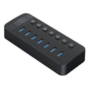 ORICO USB hub CT2U3-7AB με διακόπτες, 7x θυρών, USB 3.0, 5Gbps, USB σύνδεση, μαύρο | Συνοδευτικά PC | elabstore.gr