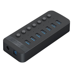 ORICO USB hub CT2U3-7AB με διακόπτες, 7x θυρών, USB 3.0, 5Gbps, USB σύνδεση, μαύρο | eLabstore.gr