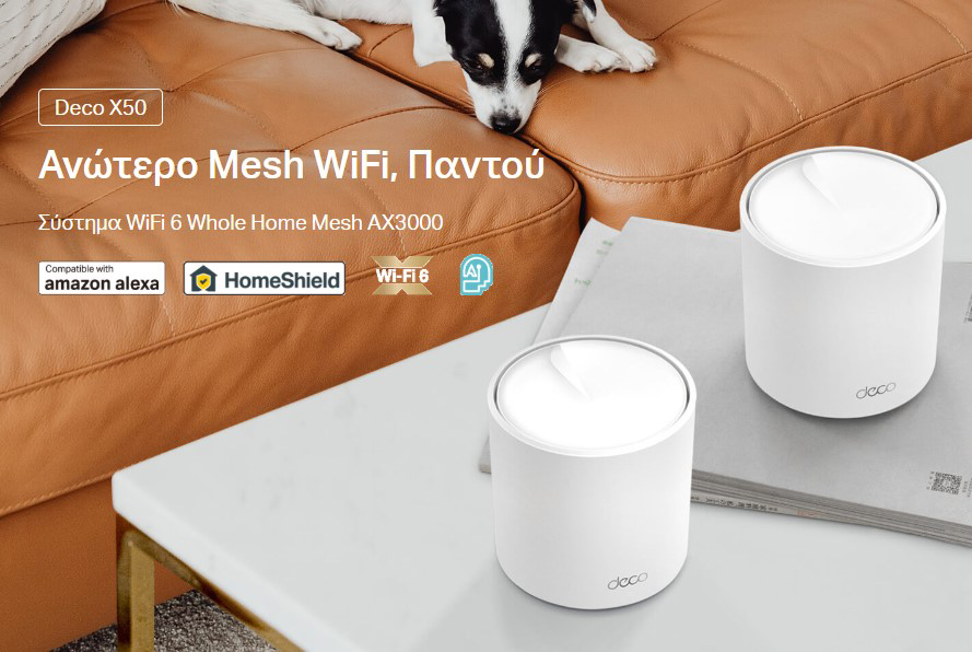 TP-LINK Home Mesh WiFi 6 System Deco X50, 3000Mbps AX3000, V1.0, 3τμχ | eLabstore.gr TP-LINK Home Mesh WiFi 6 System Deco X50, 3000Mbps AX3000, V1.0, 3τμχ | Δικτυακά | elabstore.gr