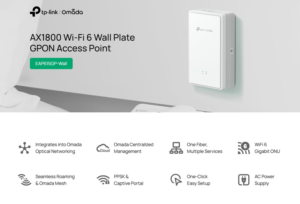 TP-LINK access point EAP615GP-Wall, WiFi 6, 1800Mbps AX1800, Mesh, GPON, V1.0 | eLabstore.gr TP-LINK access point EAP615GP-Wall, WiFi 6, 1800Mbps AX1800, Mesh, GPON, V1.0 | Δικτυακά | elabstore.gr
