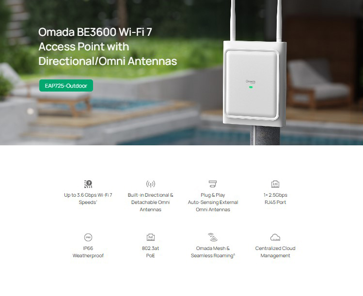 TP-LINK access point EAP725-Outdoor, WiFi 7, 3600Mbps BE3600, Mesh, V1.0 | eLabstore.gr TP-LINK access point EAP725-Outdoor, WiFi 7, 3600Mbps BE3600, Mesh, V1.0 | Δικτυακά | elabstore.gr