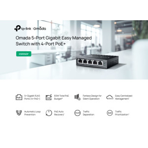 TP-LINK easy managed switch ES205GP, 5x Gigabit θύρες, PoE+, V1.0 | Δικτυακά | elabstore.gr