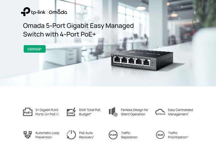 TP-LINK easy managed switch ES205GP, 5x Gigabit θύρες, PoE+, V1.0 | eLabstore.gr TP-LINK easy managed switch ES205GP, 5x Gigabit θύρες, PoE+, V1.0 | Δικτυακά | elabstore.gr
