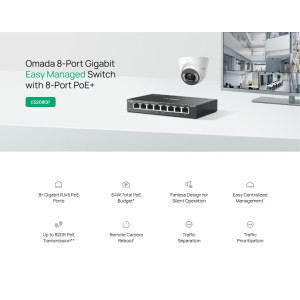 TP-LINK easy managed switch ES208GP, 8x Gigabit θύρες, PoE+, V1.0 | Δικτυακά | elabstore.gr