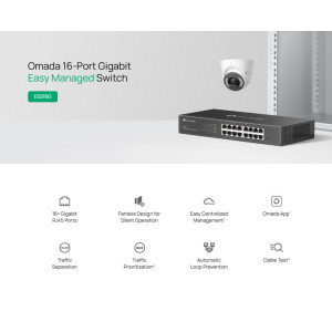 TP-LINK easy managed switch ES216G, 16x Gigabit θύρες, V1.0 | Δικτυακά | elabstore.gr