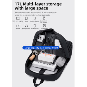 GOLDEN WOLF τσάντα πλάτης GB00705 με θήκη laptop 15.6", 17L, μαύρη | Προσωπική Φροντίδα | elabstore.gr