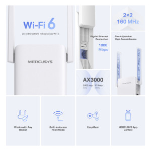 MERCUSYS range extender ME80X, WiFi 6, 3000Mbps AX3000, V1.0 | Δικτυακά | elabstore.gr