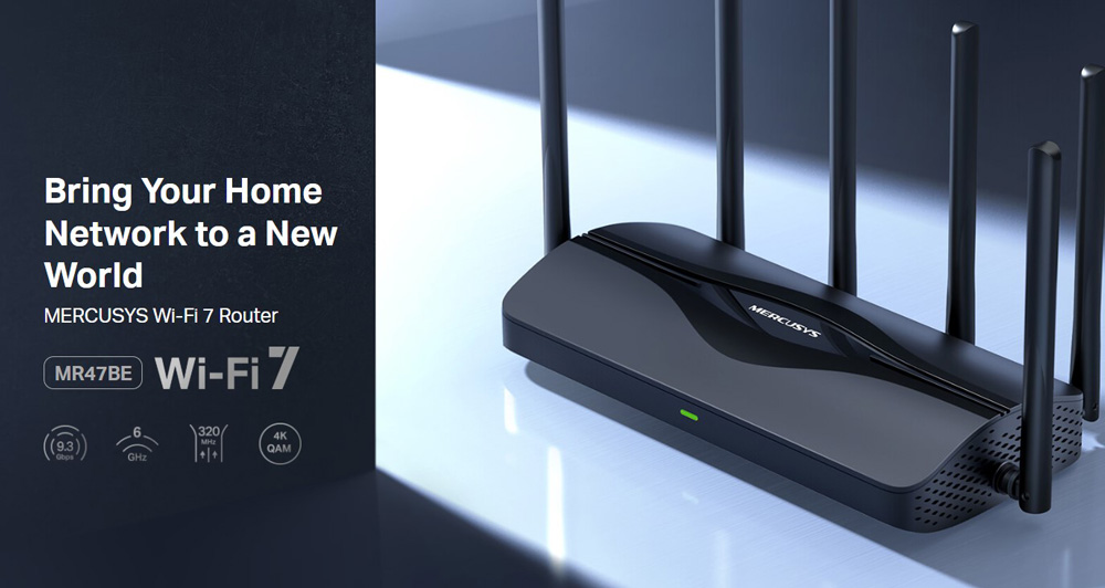 MERCUSYS router MR47BE, WiFi 7, 9.3Gbps BE9300, Tri-Band, V2.0 | eLabstore.gr MERCUSYS router MR47BE, WiFi 7, 9.3Gbps BE9300, Tri-Band, V2.0 | Δικτυακά | elabstore.gr