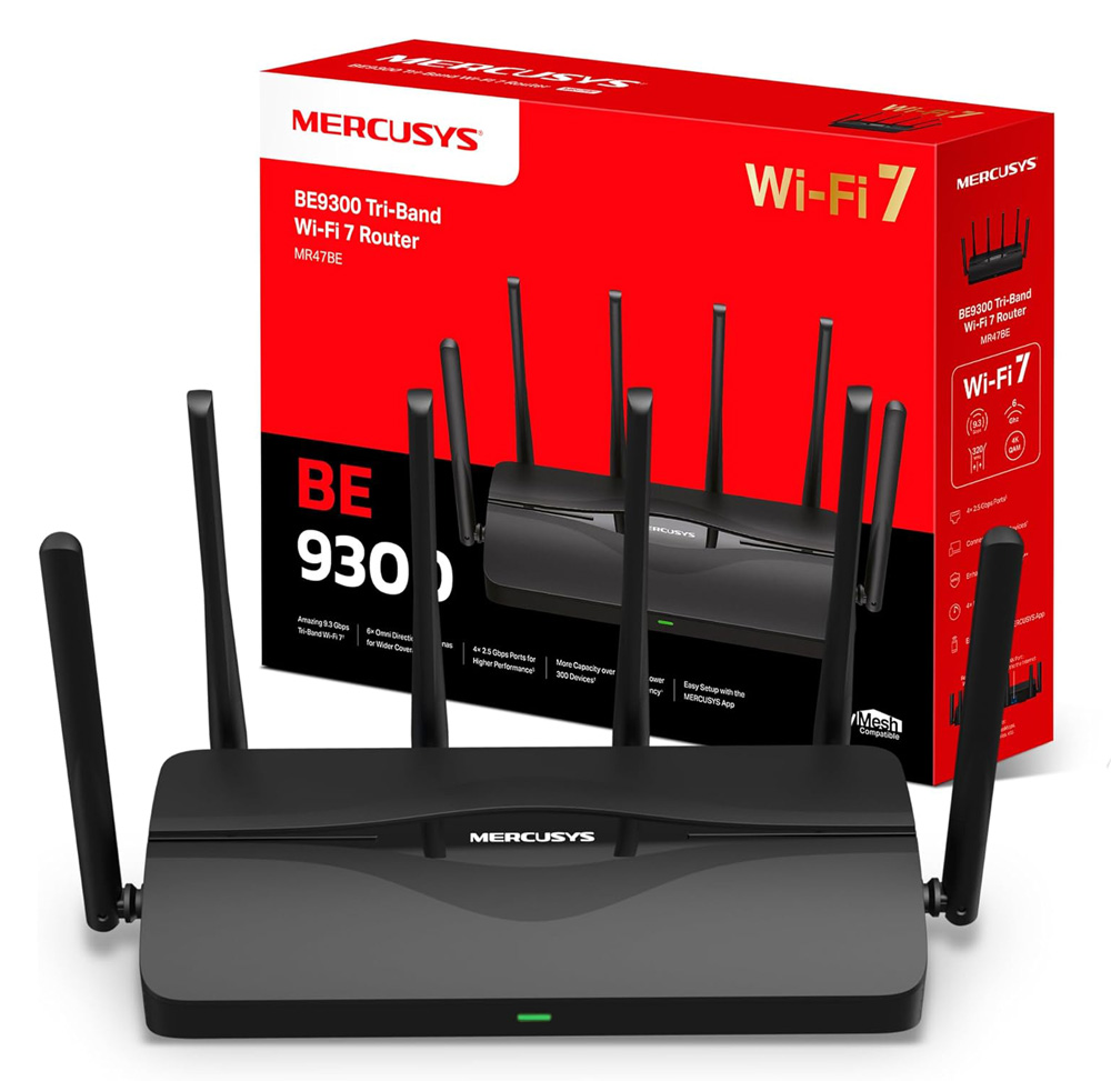 MERCUSYS router MR47BE, WiFi 7, 9.3Gbps BE9300, Tri-Band, V2.0 | eLabstore.gr MERCUSYS router MR47BE, WiFi 7, 9.3Gbps BE9300, Tri-Band, V2.0 | Δικτυακά | elabstore.gr