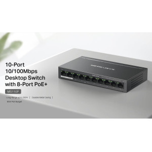 MERCUSYS desktop switch MS110P, 10x 10/100Mbps θύρες, PoE+, V1.0 | Δικτυακά | elabstore.gr