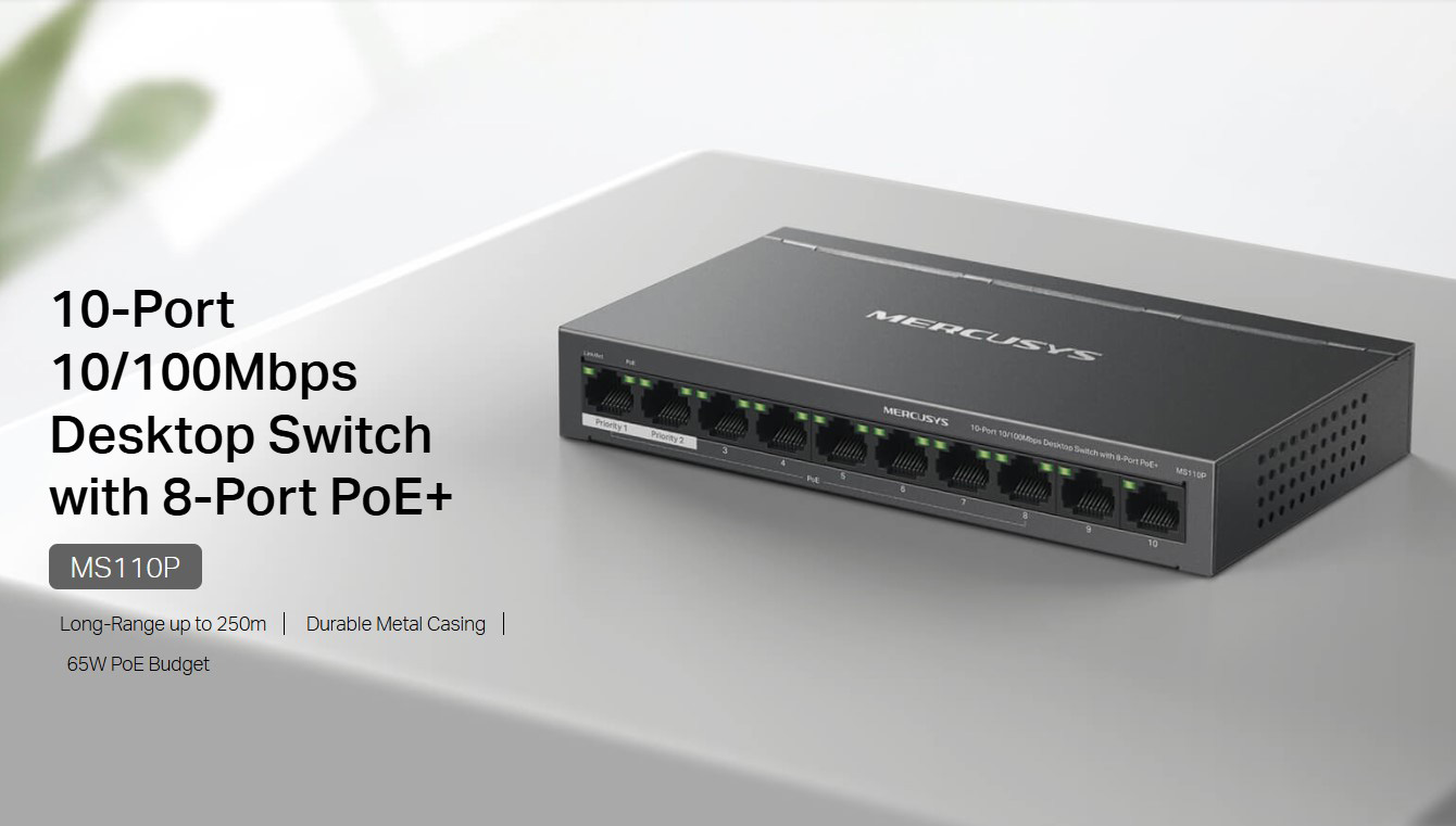MERCUSYS desktop switch MS110P, 10x 10/100Mbps θύρες, PoE+, V1.0 | eLabstore.gr MERCUSYS desktop switch MS110P, 10x 10/100Mbps θύρες, PoE+, V1.0 | Δικτυακά | elabstore.gr