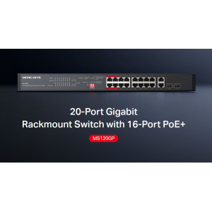 MERCUSYS rackmount switch MS120GP, 20x Gigabit θύρες, PoE+, V1.0 | Δικτυακά | elabstore.gr
