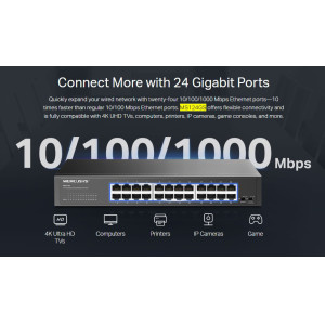 MERCUSYS desktop/rackmount switch MS124GS, 24x Gigabit θύρες, V1.0 | Δικτυακά | elabstore.gr