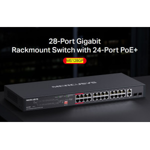 MERCUSYS rackmount switch MS128GP, 28x Gigabit θύρες, PoE+, V1.0 | Δικτυακά | elabstore.gr