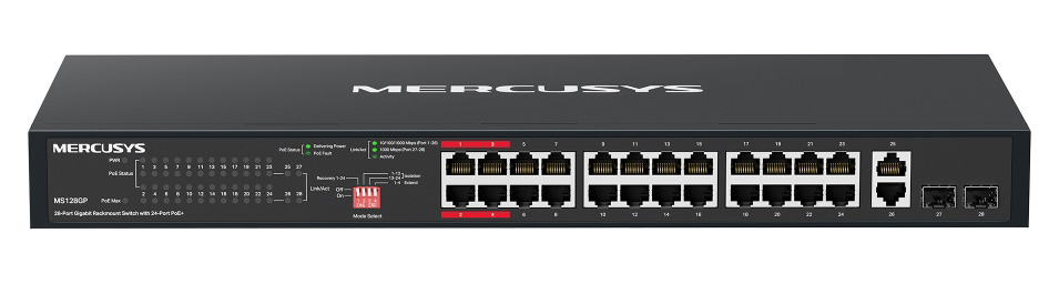 MERCUSYS rackmount switch MS128GP, 28x Gigabit θύρες, PoE+, V1.0 | eLabstore.gr MERCUSYS rackmount switch MS128GP, 28x Gigabit θύρες, PoE+, V1.0 | Δικτυακά | elabstore.gr
