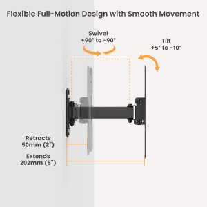 POWERTECH επιτοίχια βάση τηλεόρασης PT-1555, 23-43", έως 30kg, full motion | eLabstore.gr POWERTECH επιτοίχια βάση τηλεόρασης PT-1555, 23-43", έως 30kg, full motion | Εικόνα & Ήχος | elabstore.gr