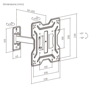 POWERTECH επιτοίχια βάση τηλεόρασης PT-1555, 23-43", έως 30kg, full motion | eLabstore.gr POWERTECH επιτοίχια βάση τηλεόρασης PT-1555, 23-43", έως 30kg, full motion | eLabstore.gr