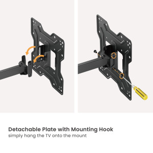 POWERTECH επιτοίχια βάση τηλεόρασης PT-1556, 23-43", έως 30kg, full motion | Εικόνα & Ήχος | elabstore.gr