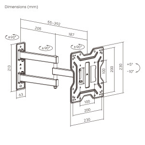 POWERTECH επιτοίχια βάση τηλεόρασης PT-1556, 23-43", έως 30kg, full motion | Εικόνα & Ήχος | elabstore.gr