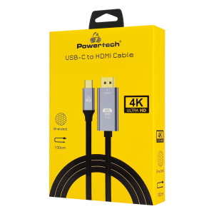 POWERTECH καλώδιο USB-C σε HDMI PTR-0171, 4K/60Hz, 10.2 Gbps, 1m, μαύρο | Καλώδια - Αντάπτορες | elabstore.gr