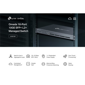 TP-LINK L2+ managed switch SX3016F, 16x 10Gbps SFP+ θύρες, V1.20 | Δικτυακά | elabstore.gr