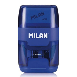 MILAN ξύστρα μολυβιών με κάδο & γόμα 1204703116, μπλε | Αναλώσιμα - Είδη Γραφείου | elabstore.gr