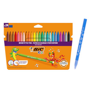 BIC σετ χρωματιστών μαρκαδόρων Kid Couleur, ultra washable, 24τμχ | Αναλώσιμα - Είδη Γραφείου | elabstore.gr