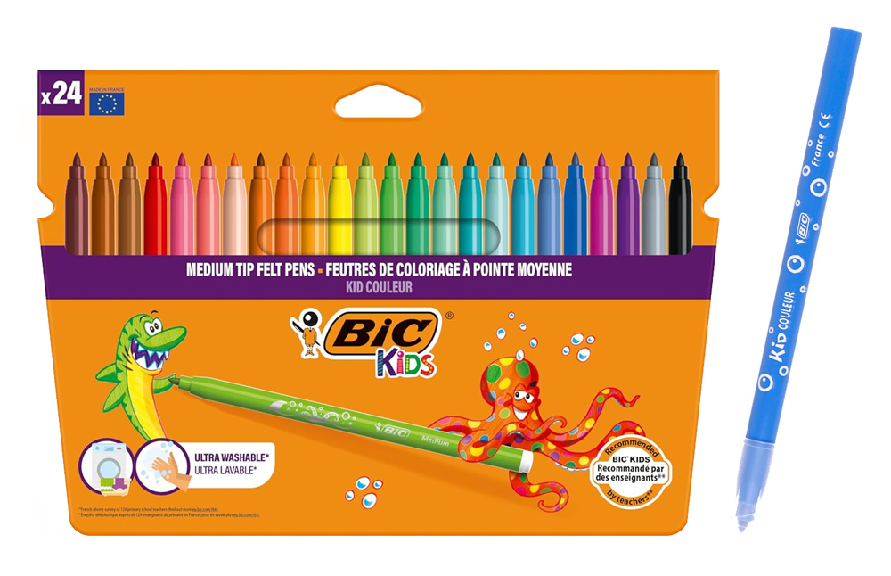 BIC σετ χρωματιστών μαρκαδόρων Kid Couleur, ultra washable, 24τμχ | eLabstore.gr BIC σετ χρωματιστών μαρκαδόρων Kid Couleur, ultra washable, 24τμχ | Αναλώσιμα - Είδη Γραφείου | elabstore.gr