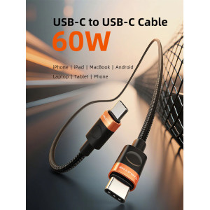 CABLETIME καλώδιο USB-C CT-CM60, 60W, 480Mbps, 1m, μαύρο | Καλώδια - Αντάπτορες | elabstore.gr