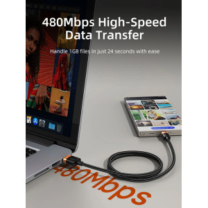CABLETIME καλώδιο USB-C σε USB CT-AMCM2A, 2A, 480Mbps, 1m, μαύρο | Καλώδια - Αντάπτορες | elabstore.gr