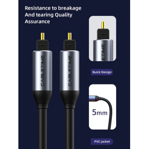 CABLETIME καλώδιο ήχου Toslink CT-AV380-P04GN, gold plated, 5mm, 5m, μαύρο | Καλώδια - Αντάπτορες | elabstore.gr