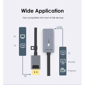 CABLETIME αντάπτορας DisplayPort σε HDMI CT-AV589-P02G4K60, 4K/60Hz, γκρι | Καλώδια - Αντάπτορες | elabstore.gr