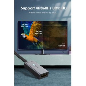 CABLETIME αντάπτορας DisplayPort σε HDMI CT-AV589-P02G4K60, 4K/60Hz, γκρι | Καλώδια - Αντάπτορες | elabstore.gr