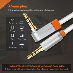 CABLETIME καλώδιο ήχου 3.5mm CT-AV311-P11RG, γωνιακό, gold plated, 3m, λευκό | Καλώδια - Αντάπτορες | elabstore.gr