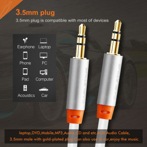 CABLETIME καλώδιο ήχου 3.5mm CT-AV311-P11G, gold plated, 3m, λευκό | Καλώδια - Αντάπτορες | elabstore.gr