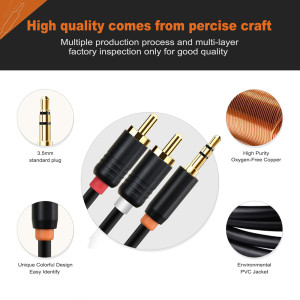 CABLETIME καλώδιο ήχου 3.5mm σε 2x RCA CT-AV314-P12G, 0.5m, μαύρο | Καλώδια - Αντάπτορες | elabstore.gr