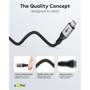 GOOBAY καλώδιο USB-C 74776, USB4, 240W, 80Gbps, 16K/60Hz, 1.5m, μαύρο | Καλώδια - Αντάπτορες | elabstore.gr